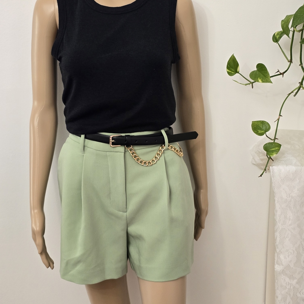 NINE WEST High Rise Shorts - Light Sage Green